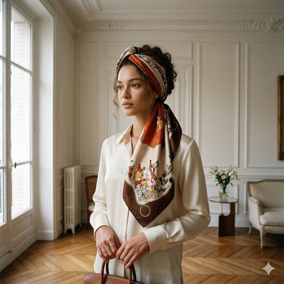 Equestrian Hunt Themed Silk Scarf - Picture 2 of 12